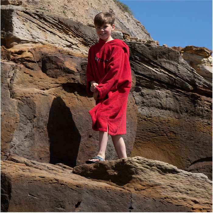 2024 Dryrobe Junior Hndklde Med Htte I kologisk Bomuld Robe V3 V3OCT - Red